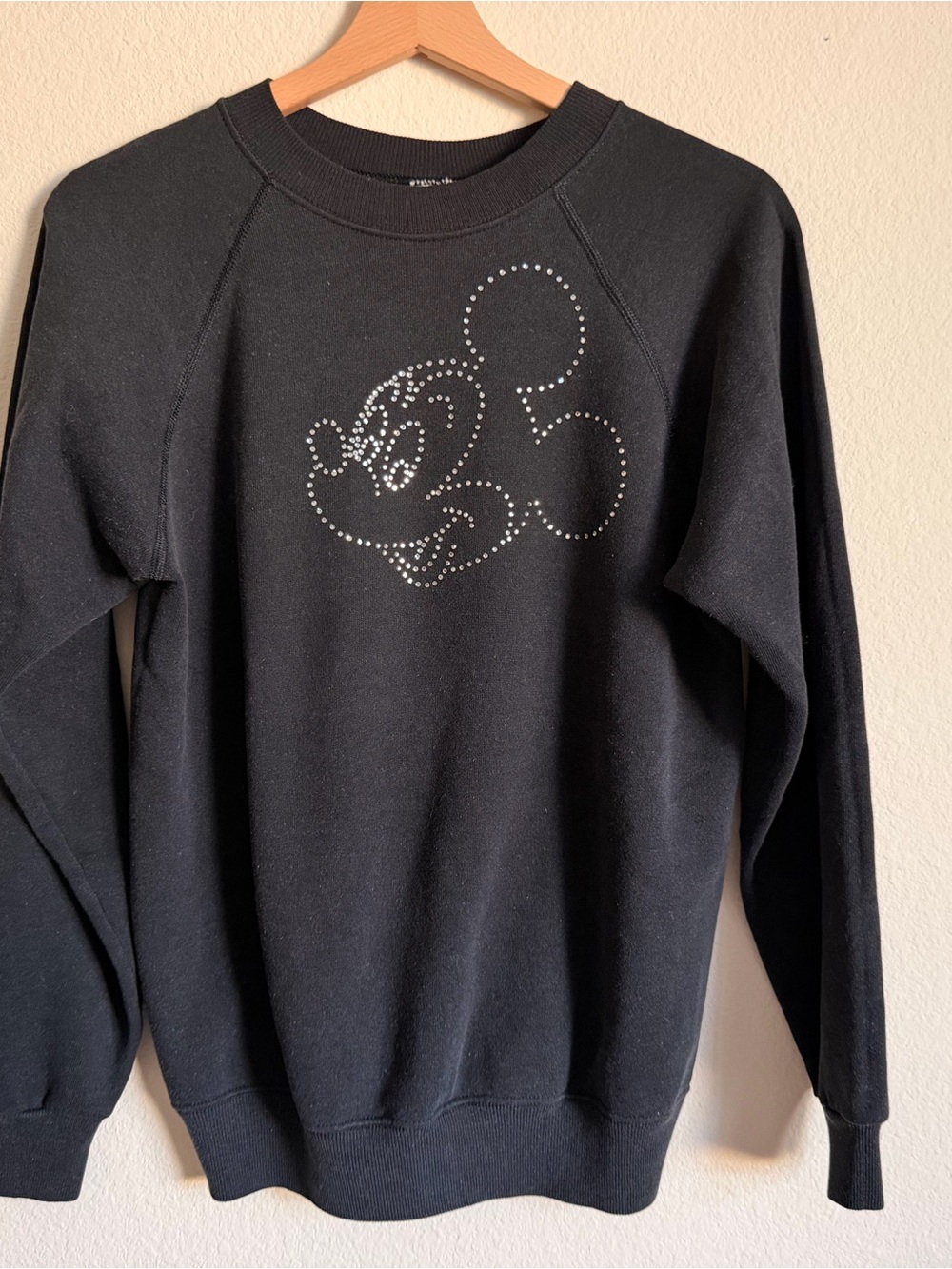 Disney Black Sweatshirt with Rhinestone Mickey Detail